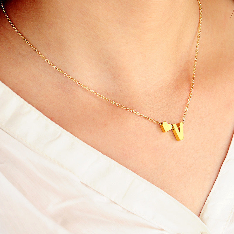 Personalized Heart Initial Letter Necklace – Dainty & Elegant Gift for Women