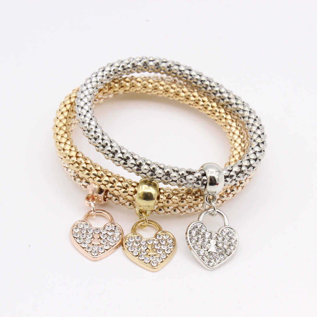 GlamTrio Rhinestone Heart Bracelet