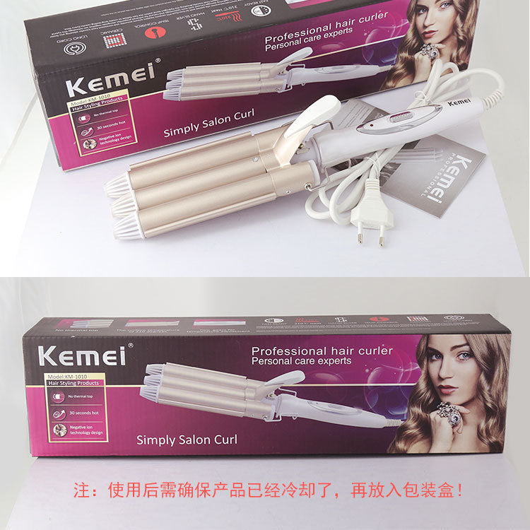 Kemei KM-1010 Triple Barrel Curling Iron – Voluminous Wave Styler