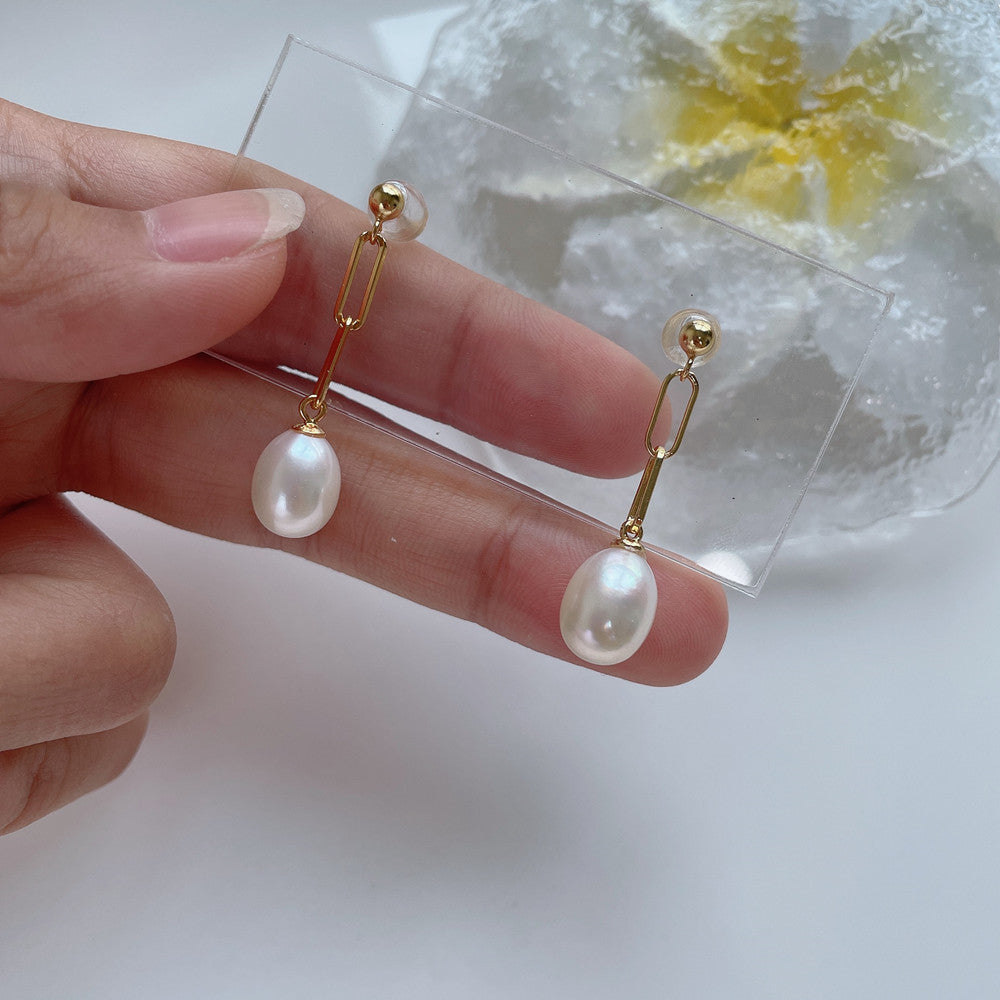 Vintage Elegance Pearl Chain Earrings – 2025 Trendy Sterling Silver Jewelry