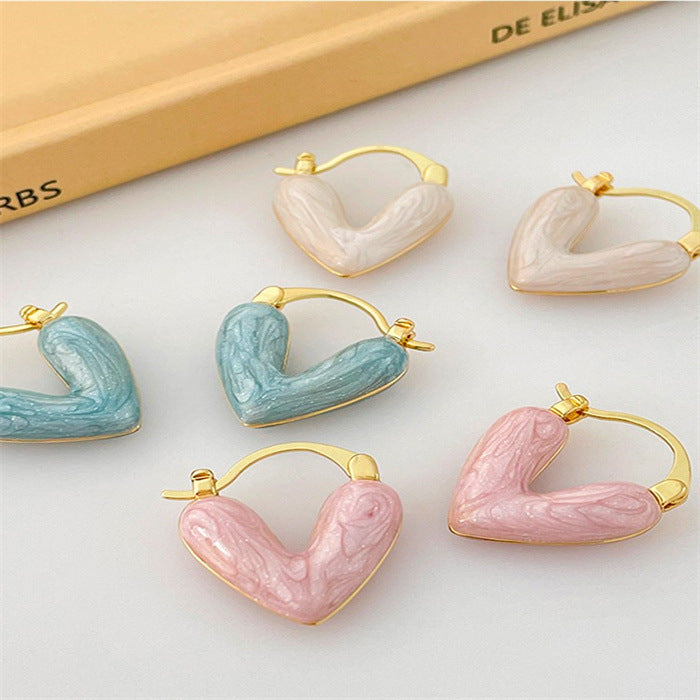 Lustrous Love Pearl Glaze Earrings – Vintage French Heart Design